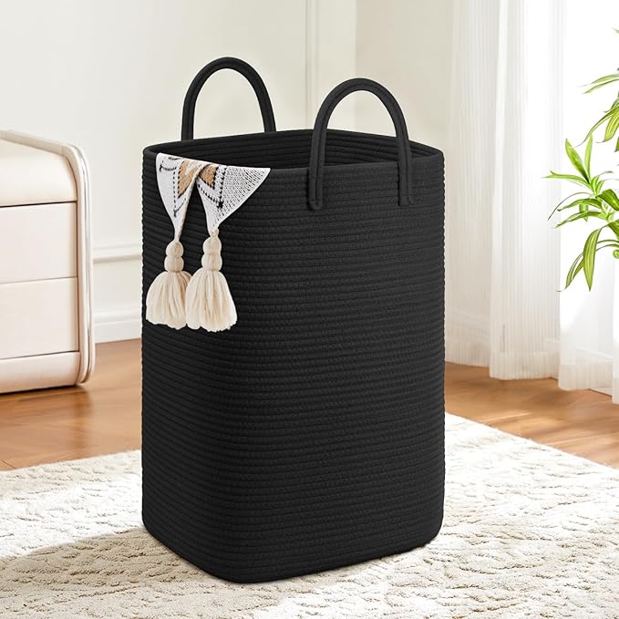 Laundry Basket,Woven Cotton Rope Laundry Hamper,60L Versatile Storage for Dirty Clothes,Baby Toys,and Blankets in Bathroom, Nursery,and Living Room