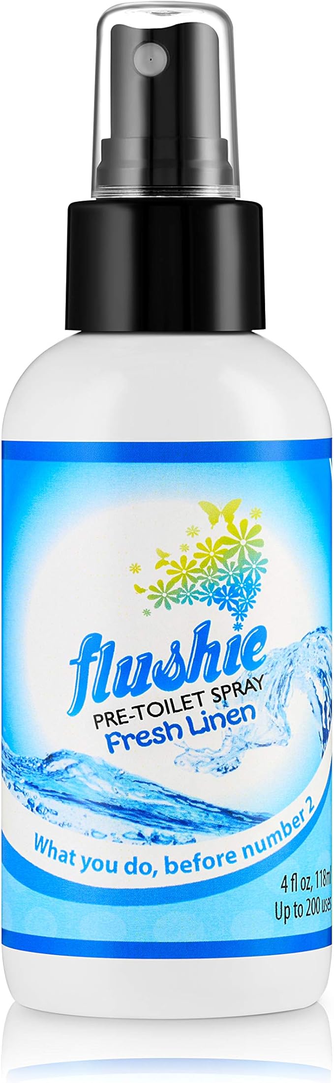 Flushie Pre-Toilet Spray: Travel Size Bathroom Spray for Toilet Deodorizer (4oz - Linen, 3 Pack)