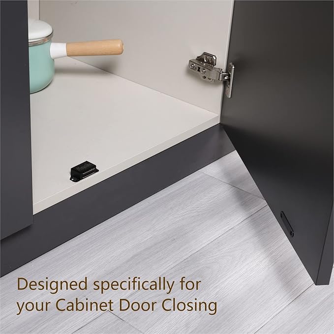 Mousike Cabinet Magnets 30lb Black Door Magnets with Strong Magnetic for Kitchen Cupboard Wardrobe Closet Cabinet Door Drawer Latch 6 Pack