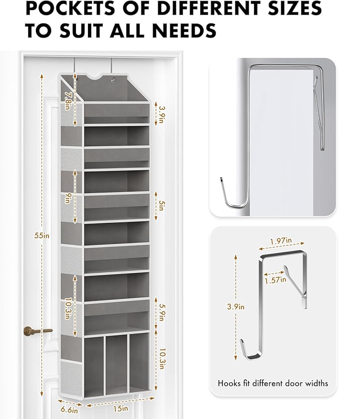 Over The Door Organizer Storage - 50lb Heavy Duty 6 Shelf Over Door Organizer Hanging Space Saving Perfect for Bedroom Bathroom Dorm Nursery Pantry