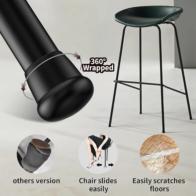 0.75 Inch Heavy Duty Rubber Chair Leg Caps - 8 PCS Non-Slip Furniture Floor Protectors with Metal Inserts for Wood, Tile, Carpet - Fits Chairs,Stools,Bar Stools