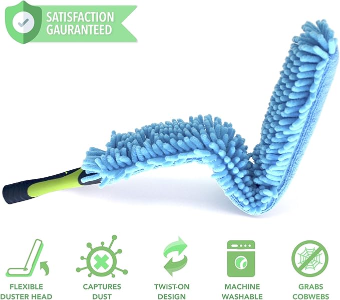 EVERSPROUT 20+ Foot High Reach Flexible Microfiber Ceiling & Fan Duster | Bendable to Clean Any Fan Blade | Removable & Washable Brush Head |5-to-12 Foot 3-Stage Lightweight Aluminum Extension Pole
