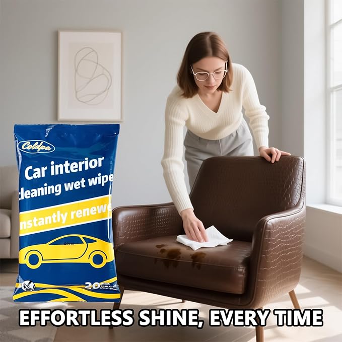 Car Interior Cleaning Wipes, All-Purpose Cleaning Wipes, Cleaning Wipe for Interior Auto Detailing, Multi-Purpose Automotive Wipes for Leather, Dashboard, Steering Wheel, Sofa, etc. 3packs.(60PCS)