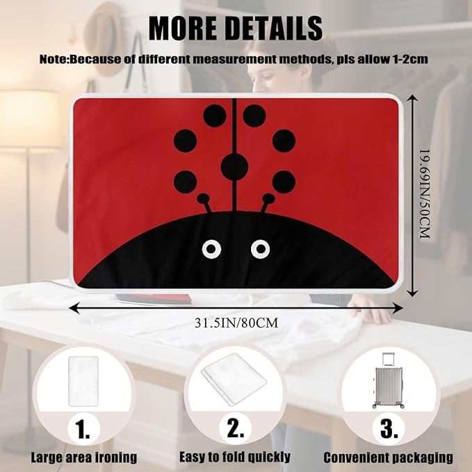 Cute Iron Mat Blanket Travel Foldable Ladybugs Ironing Pad Fabric Ironing Board Cover for Top of Tabletop,Brown Thick & Large Portable Iron Pads 32 x 16 Inch
