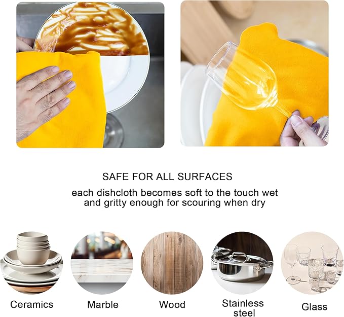 kimteny 13x28 Inches Kitchen Cloth Dish Towels, 400 GSM Premium Dishcloths, Super Absorbent Coral Velvet Microfiber Cleaning Cloths, Fast Drying Rags for Washing Dishes (8 Pack, Orange)