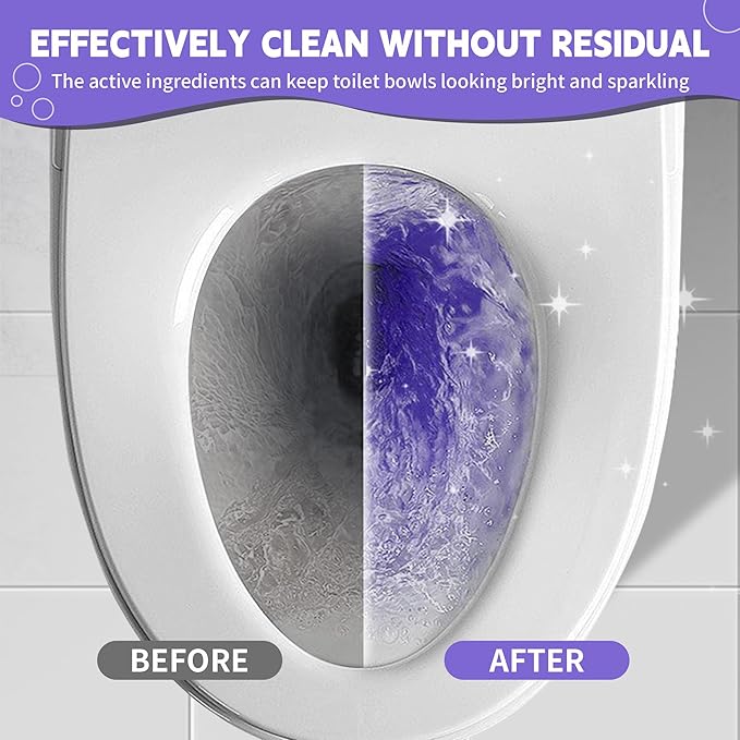 Toilet Bowl Cleaner Tablets, Automatic Toilet Bowl Cleaners, Long-Lasting Toilet Tabs Drop in Tank for Deodorizing & Descaling, Purple, 20 Packs
