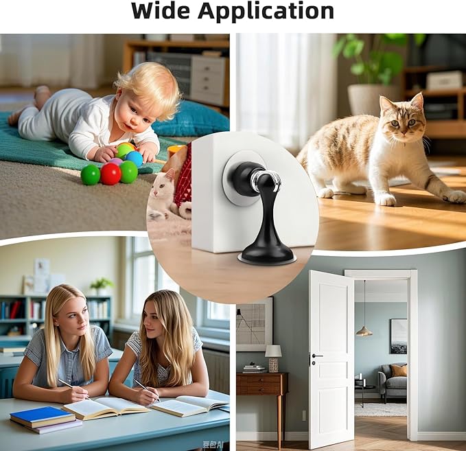 Probrico Black Magnetic Door Stoppers for Bottom of Door, Stainless Steel Magnet Door Catch Door Stop to Keep Door Open, Heavy Duty Door Holder, Wall and Floor Mounting, 1 Pack