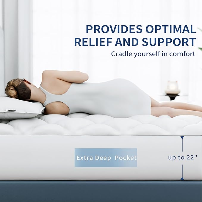 Sunflower California King Mattress Pad, Hypoallergenic Cotton Mattress Cover,18-22" Extra Deep Pocket Quilted Protector, Breathable&Noiseless