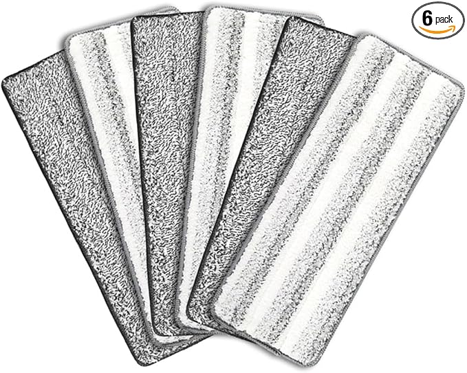 6 Pack Mop Replacement Pads for Joymoop - Microfiber Flat Mop Pads fit for JOYMOOP fit for Oshang Mop Bucket Set and Most 13" X 4.9" Flat Mops, Washable Cleaning Pads, Replacement Pads for Joymoop