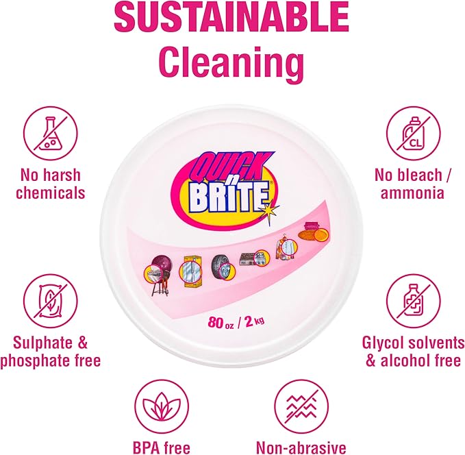 Quick 'n Brite All Purpose Cleaning Paste – Miracle Cleaner for Tough Stains, Biodegradable, Non-Toxic, Pet-Safe, Multi-Surface Stain Remover, Made in USA, 80 Oz