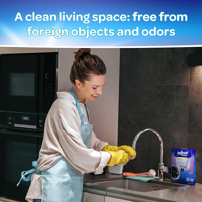 Garbage Disposal Cleaner and Deodorizer Tablets - Kitchen Sink Cleaner and Deodorizer, Septic Safe, Lemon Scent, Removes Odor-Causing Residues (12 Pack)