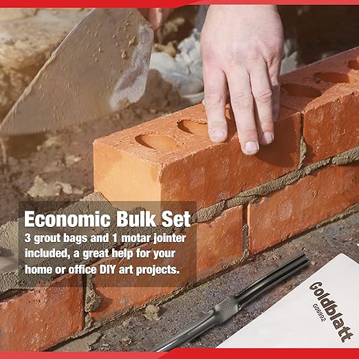 Goldblatt 4 Pieces Tile Grout Masonry Mortar Bag Set, Includes 3 Pieces Tear Puncture Resistant Grout Bag & 1 Piece Brick Jointer for Tile Installation Work