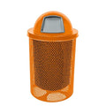 COATEDOUTDOORFURNITURE RDT-P-ORG Heavy Duty Round Trash Receptacle with Dome Top, Liner Included, 32 Gallon, Orange, Made in America