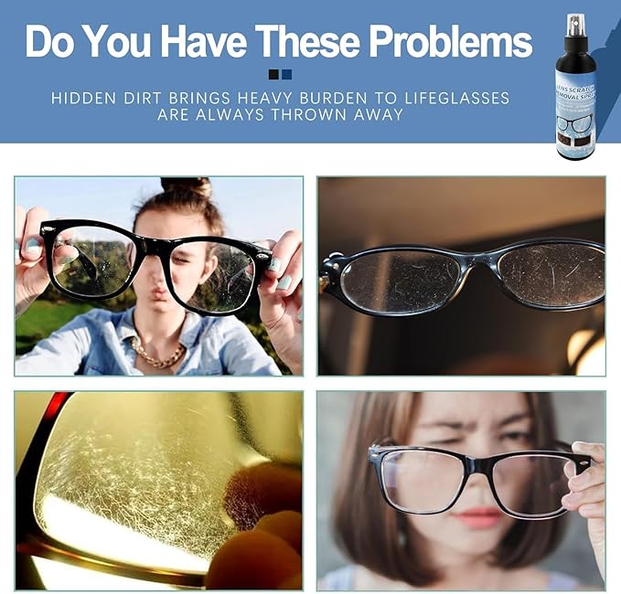 2PCs Lens Scratch Remover for Eye glasses, Lens scratch removal spray,Eyeglass Scratch Remover,Glasses Windshield Repair Fluid
