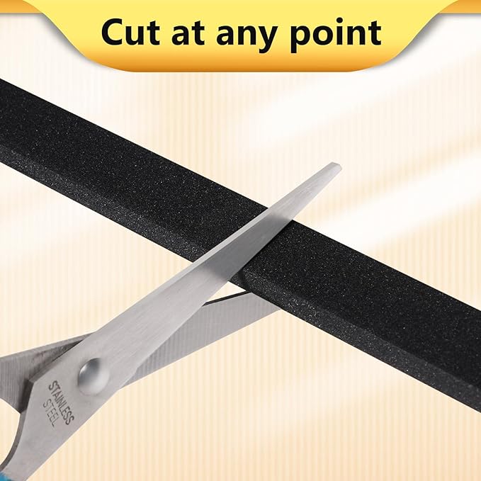 Weather Stripping Door Seal Strip (1/2 Inch X 1/4 Inch X 16Feet), Strong Adhesive, Lightproof, Soundproof, Weatherproof Foam Tape Insulation for Sliding Door, Front Door Frame, Windows- Black