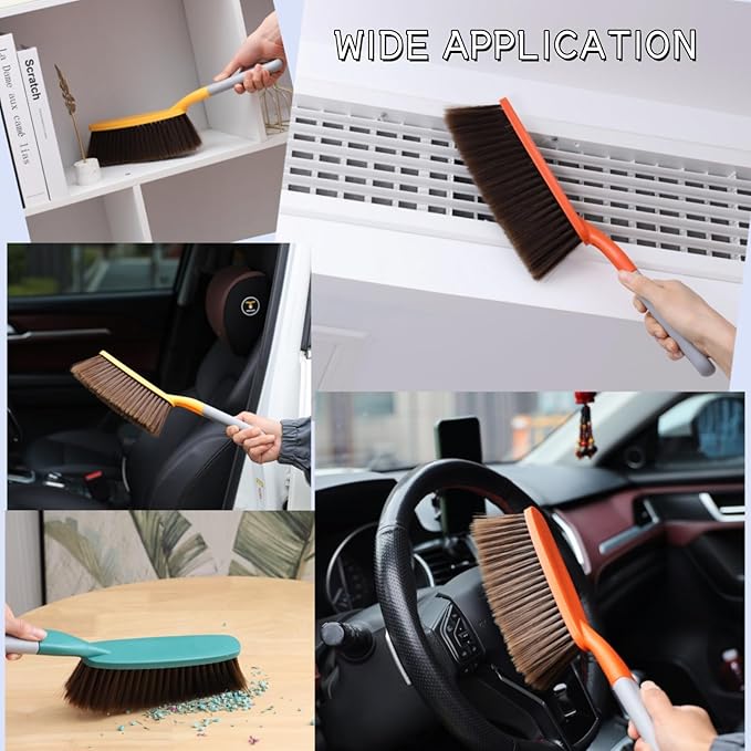 1 Pack 15" Soft Bristle Hand Broom, Counter & Couch Brush, Dusting & Hair Remover