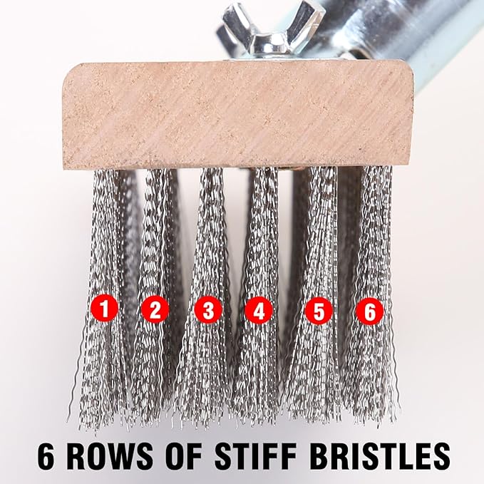 MAXMAN Floor Scrubber,Deck Brush,Stainless Steel Floor Scrub Brush with Long Handle, 63" Heavy Duty Outdoor Push Broom, Moss Remover, Scratch Brush for Scrubbing Concrete, Patio, Garden, Garage