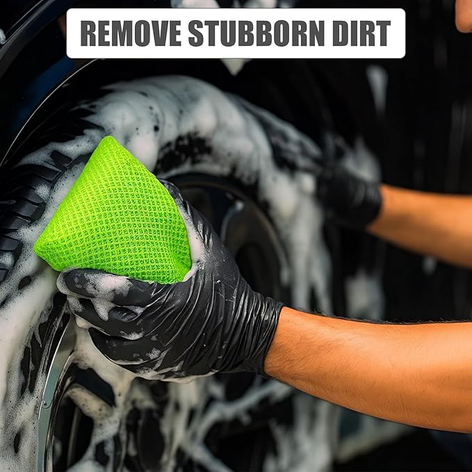 4 PCS Bug Scrubber Sponge Car, Bug Remover Wash Sponge，Car Cleaning Sponge for Bugs, Tar, Grime - Paint-Safe, Reusable Wash Sponges Kit(Green)