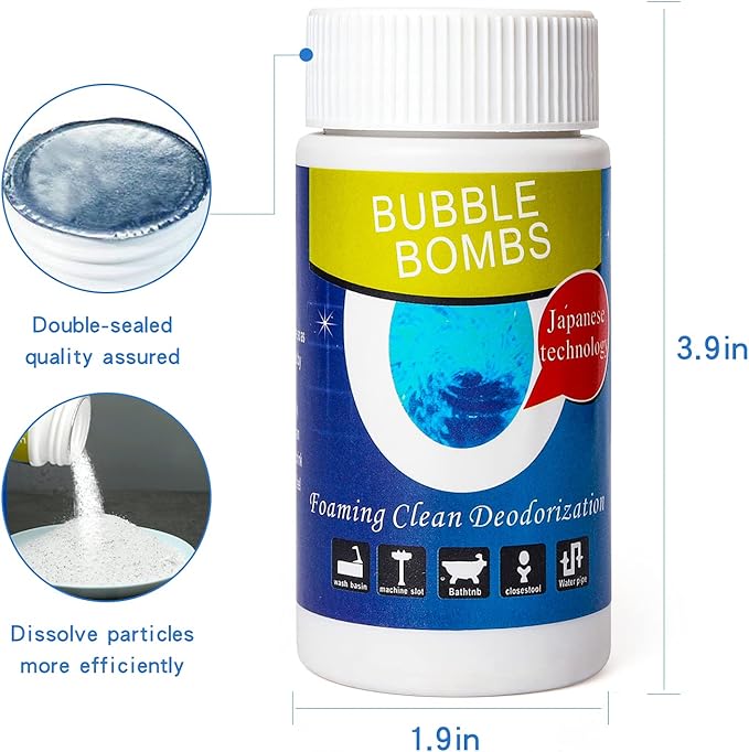 4pcs Bubble Bombs Drain Cleaner, Quick Dredge Pipeline, Powerful Sink Drain Cleaner, Magic Fast Foaming Pipe Dredge Powder, for Kitchen Toilet Pipeline Quick Cleaning Tool （120g*4）