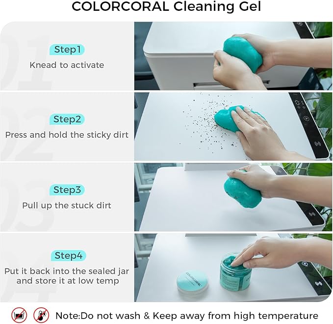 COLORCORAL Car Cleaning Gel Universal Gel for Car Vent Cleaner Cleaning Putty Auto Detailing Car Interior Dust Cleaning Kit for Auto Seat, Christmas Stocking Stuffers for Adults Men Women Kid 160g