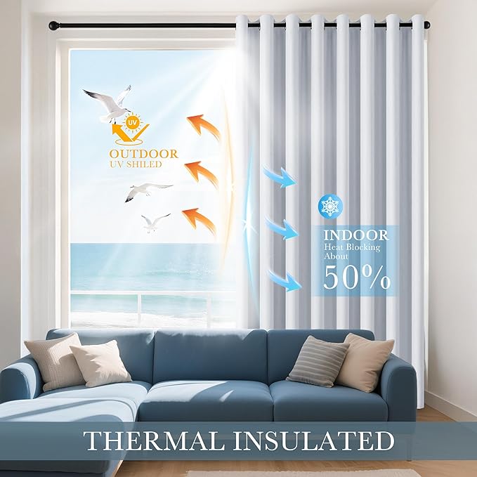 PONY DANCE Short Window Curtain Panels 40 inch Long - Room Darkening Drapes for Bedroom Dorm Storage Cabinet Door Kitchen Basement Farmhouse Decor, Greyish White, W 42 x L 40 inches, 2 Panels
