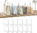 Shelf Dividers Purse Organizer for Closet: 12-Pack Acrylic Bag Storage Organizer for Handbags, Clutches, Clothes, Sweater, Towel on Wood Shelves