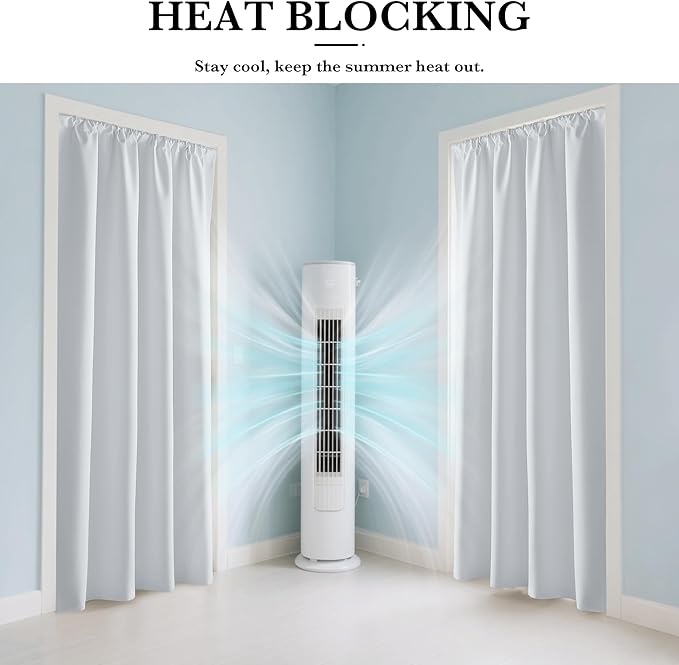 RYB HOME White Short Blackout for Small Window 48 inches Length, Thermal Insulated 100% Blackout Noise Reducing Window Shades for Bedroom Office, 34 inches Wide by 48 inches Long