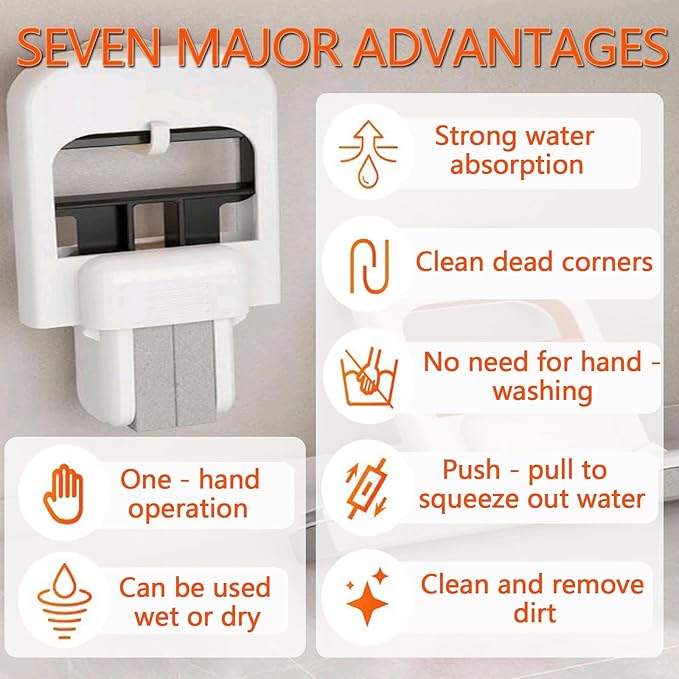 Mini Foldable Desktop Mop, Portable Cleaning Sponge Mop Self-Squeeze Sponge Cleaning Tool for Wet Dry Use on Kitchen Countertops Glass Bathroom Car (2 Pcs Gray)