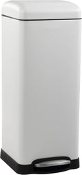 happimess HPM1007A Betty Retro 8-Gallon Step-Open Trash Can with Soft-Close Lid, Fingerprint Resistant, Modern, Minimalistic for Home, Kitchen, Laundry Room, Office, Bedroom, Bathroom, White