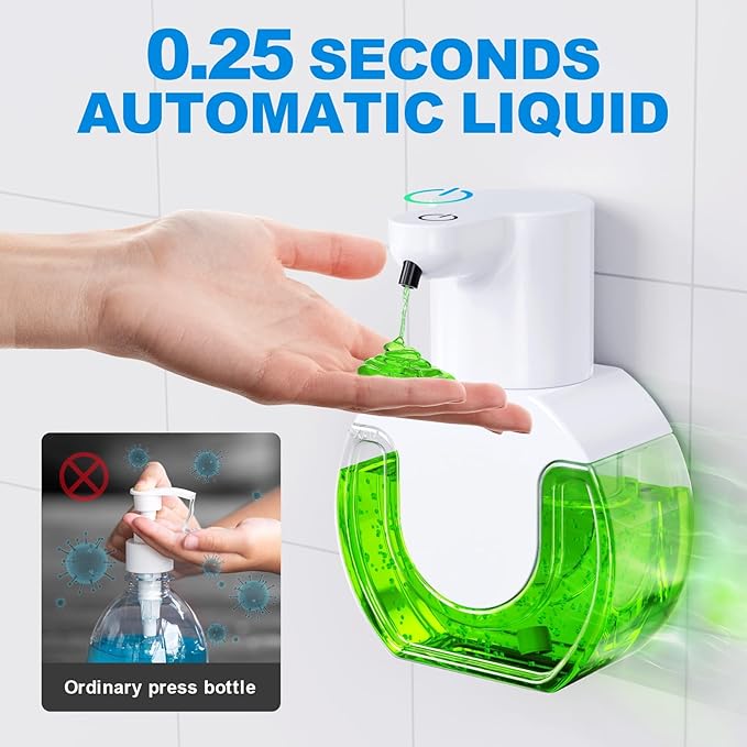 Automatic soap dispenser touchless 15oz/420ml Kitchen Dish Automatic Liquid Soap Dispenser 4 Adjustable Soap Dispensing Levels Wall Mount for Kitchen and Bathroom, Liquid Hand Soap Dispenser