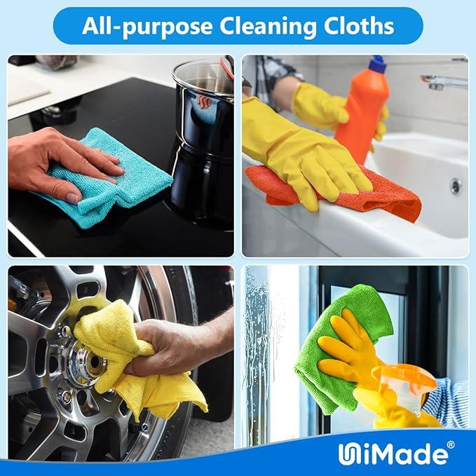 Microfiber Cleaning Cloth, 200PK Reusable Shop Rags Bulk Microfiber Cleansing Cloth Lint Free Cleaning-Towel for Car Kitchen Automotive Bar Mechanic Restaurant Garage,11.5"x11.5",Multicolor