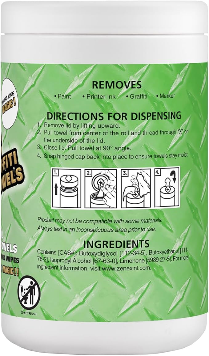Magic Heavy Duty Paint & Graffiti Removing Wipes - Dual Sided Industrial Cleaning Towels | Waterless | Removes Adhesive, Ink, Marker, Spray Paint, Tar, Decals & more (6 Pack | 420 Sheets Total)
