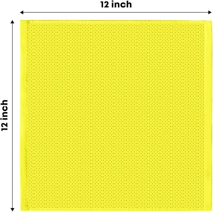 Artoid Mode 100% Cotton Lemon Yellow Waffle Weave Kitchen Dish Cloths, 12x12 Inch Ultra Soft Absorbent Quick Drying Kitchen Dish Towels Set of 6