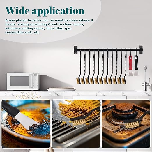 20 Pcs Mini Wire Brush Brass Brush Set, Curved Handle Masonry Brush Wire Brush for Cleaning Welding Slag and Rust
