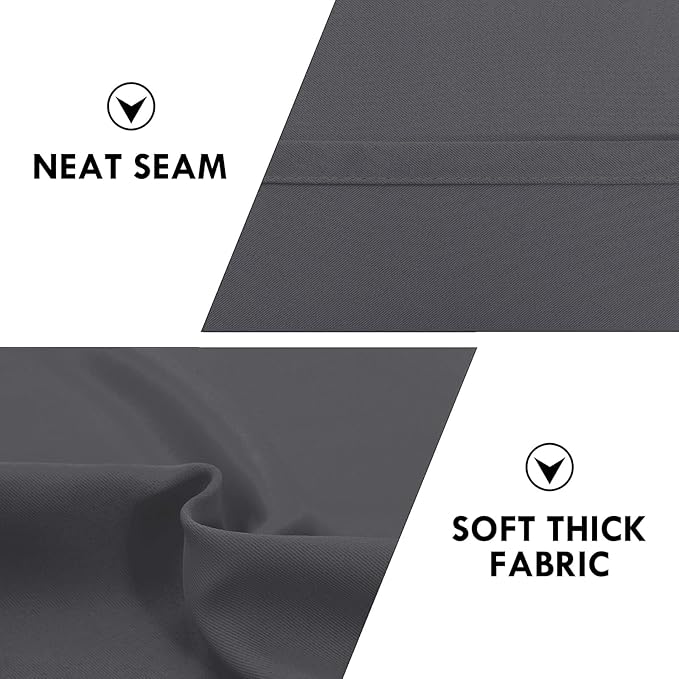 DWCN Blackout Curtains for Living Room 95 Inch Length 2 Panels Set, Solid Thermal Insulated Energy Saving Rod Pocket Window Treatment Curtains Blackout Drapes (W52 x L95 Inch, Dark Grey)