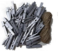 1.8 Inch Silver Wooden Clothespins Hold Picture Photo Clothesline Pins Hanging Christmas Cards with Jute Twine Pack 50