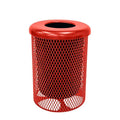 COATEDOUTDOORFURNITURE RFT-RED Heavy Duty 32 Gallon Round Trash Receptacle, Liner Included, Red with Flat Top Lid, Made in America