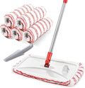 MASTERTOP Microfiber Mop, Extra Large Dust Mop with 5 Pads for Wet & Dry Use, 16'' Mops for Hardwood Laminate, Tile, Vinyl Floors,5 Microfiber Refills, 1 Cleaning Scraper