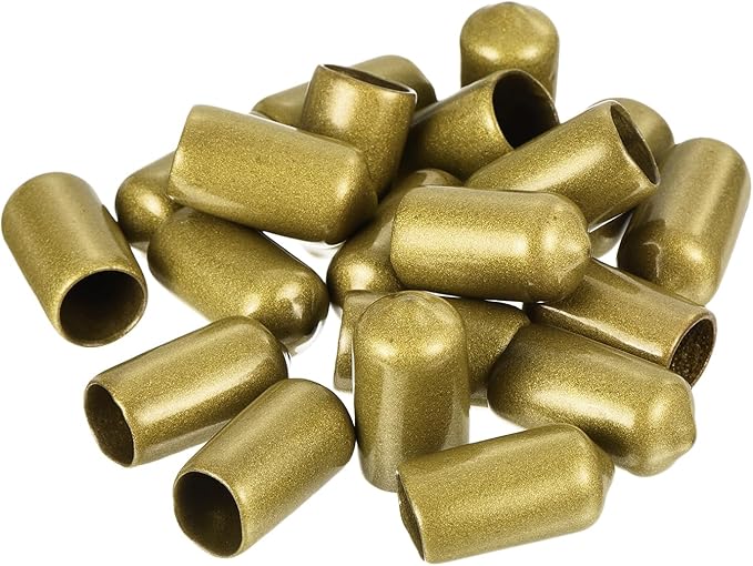 uxcell 20pcs Rubber End Caps 11mm ID Vinyl Round Tube Bolt Cap Cover Thread Protectors Gold