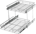 LOVMOR 2 Tier Individual Pull Out Cabinet Organizer 19½" W x 21½" D, Slide Out Kitchen Cabinet Storage Sliding Shelves