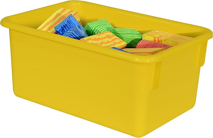 Wood Designs Cubby Storage Bin, Heavy Duty Plastic Containers for Kids Yellow Cubby Tray Set of 25