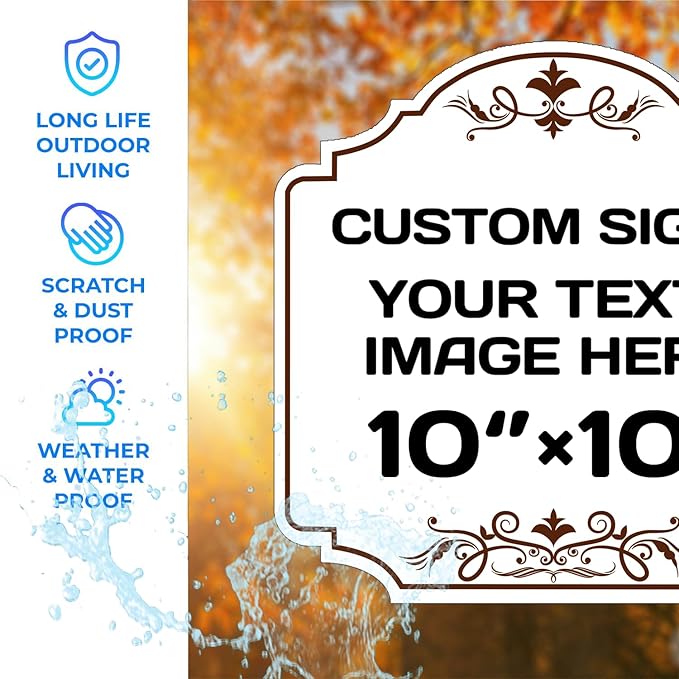 Custom Aluminum Weatherproof Metal Sign - Indoor/Outdoor, Personalized Text & Picture, Hazard, Garden, Door Sign