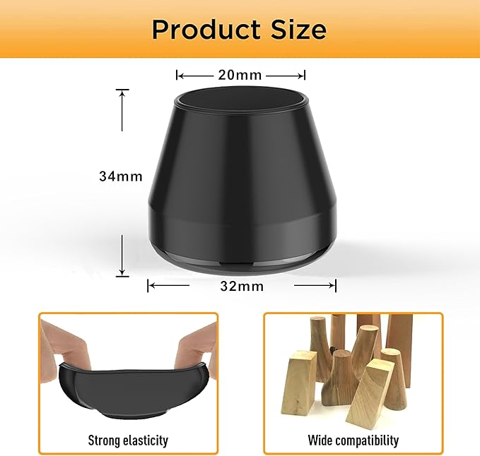 Furniture Sliders,24 PCS Chair Leg Sliders for Carpet, Furniture Movers Sliders, Carpet Chairs Furniture Glides, Floor Protectors, Carpet Moving Sliders Easily Move.(Black, Round Fit:0.9-1.15")