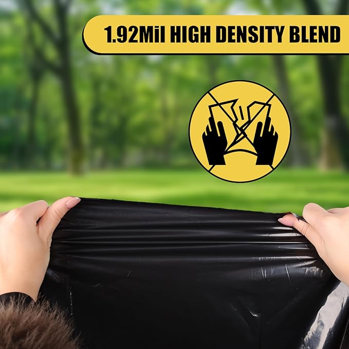 Heavy Duty Extra Large 55 Gallon Black Trash Bags, 1.92 Mil Industrial Garbage Bags for Construction, Waste Disposal,Commercial,Home Use,Out Door 20 Count