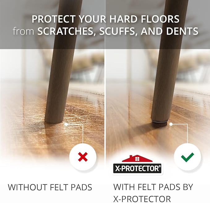 Screw-On Felt Furniture Pads X-Protector 24 PCS - 0.8” Chair Leg Floor Protectors for Hardwood Floors - Premium Chair Glides - Brown Floor Protectors for Chairs - The Best Furniture Sliders!