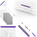 Baseboard Cleaner Tool with Handle 2.0, 60" Extendable Long Handle, Dust Trapping and Locking, 5 Reusable Pads, Purple Base Boards Cleaning Tool for Moldings, Wall, Floor, Bathroom, Kitchen