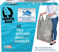Hippo Sak - Tall Kitchen Garbage Bags with Ergonomic Handles - 13 Gallon Trash Bags Made from Recycled Ocean Bound Plastic - Super Strong and Leak Proof Tall Kitchen Trash Bags (45 Count)