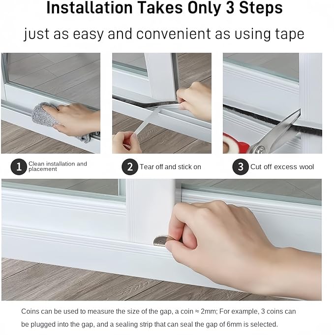 33 Ft Self-Adhesive Weather Stripping Door Seal Strip for Door Window, 0.35" Wide x 0.2" Thick, Gray