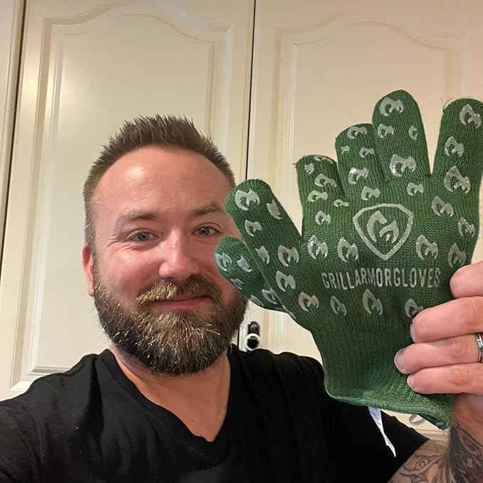 Grill Armor Oven Gloves 932°F Extreme Heat & Cut Resistant Oven Mitts with Fingers for BBQ, Cooking, Grilling, Baking – Accessory for Smoker, Cast Iron, Fire Pit, Camping, Fireplace, Griddle & More