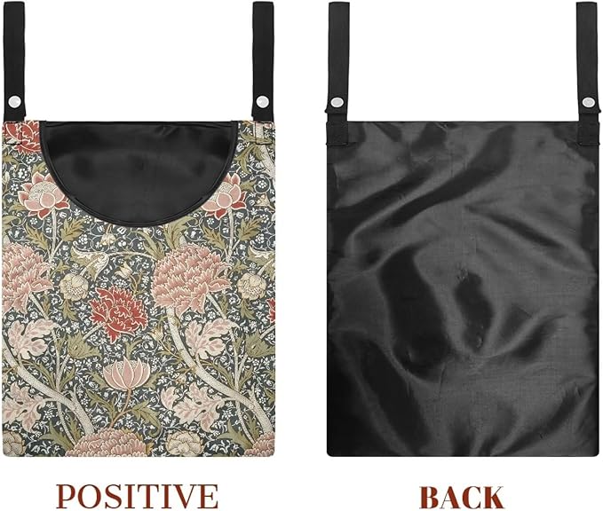 Home Clothespin Organizer 14.5"x12" - Spacious Interior with Wide Mouth Opening - Durable Hanging Storage Solution for Busy Households & Laundry Facilities Hydrangea Tree Branch Print